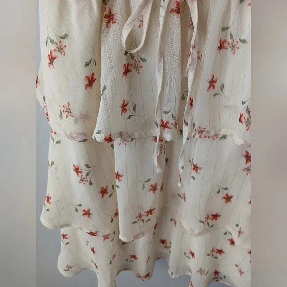 Trixxi tiered dress size L cream floral whimsygoth fairycore babydoll Y2K - Picture 7 of 10